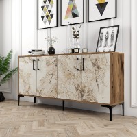 Dulăpior Hanah Home Kiev 160 Walnut White Marble imaginea #2 — magazin online Desire.md