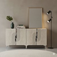 Dulăpior Hanah Home Meyra 150 White Travertine Silver