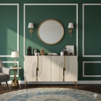 Dulăpior Hanah Home Meyra 120 White Travertine Gold