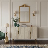 Dulăpior Hanah Home Meyra 120 White Travertine Gold imaginea #2 — magazin online Desire.md