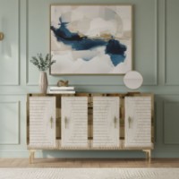Dulăpior Hanah Home Tuna 120 White Travertine Gold