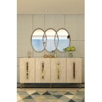 Dulăpior Hanah Home Rany 150 White Travertine Gold