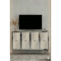 Dulăpior Hanah Home Pega 120 White Travertine Silver