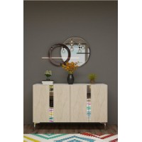 Dulăpior Hanah Home Anka 120 White Travertine Silver