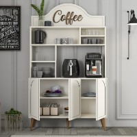 Bufet bucatarie Hanah Home Lyon 120 Cream Walnut imaginea #2 — magazin online Desire.md