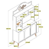 Bufet bucatarie Hanah Home Lyon 120 Cream Walnut imaginea #7 — magazin online Desire.md