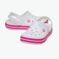 Șlapi pentru copii Crocs Crocband White/Pink, s.33-34