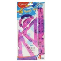 Set de rigle Yalong 30cm Pink 4pcs (YL243601-30-3)
