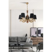 Lustră Opviq Fiona Wood Black Gold Brown