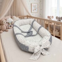 Cuib pentru bebeluș Holala Kids Smile Little Stars Grey/White 