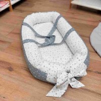 Cuib pentru bebeluș Holala Kids Smile Little Stars Grey/White  imaginea #4 — magazin online Desire.md
