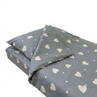 Lenjerie de pat pentru copii Holala Kids Medium Hearts Grey/White 160x80cm 3pcs