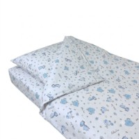 Lenjerie de pat pentru copii Holala Kids Tiny Blue Friends 120x60cm 3pcs
