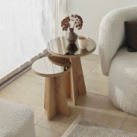 Set măsuţe cafea Hanah Home Luna Bronze Sapphire Oak 2pcs