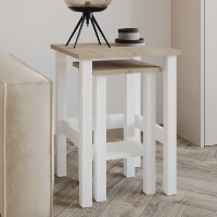 Set măsuţe cafea Hanah Home Gina 2 White Sapphire Oak