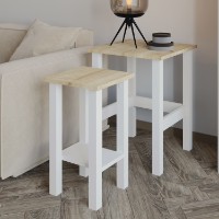 Set măsuţe cafea Hanah Home Gina 2 White Sapphire Oak imaginea #3 — magazin online Desire.md