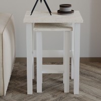 Set măsuţe cafea Hanah Home Gina 2 White Travertine imaginea #2 — magazin online Desire.md