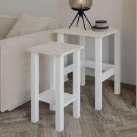 Set măsuţe cafea Hanah Home Gina 2 White Travertine imaginea #3 — magazin online Desire.md