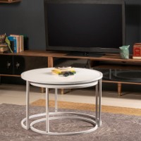 Set de măsuțe de cafea Hanah Home Tambur White