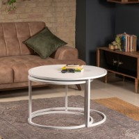 Set de măsuțe de cafea Hanah Home Tambur White imaginea #2 — magazin online Desire.md