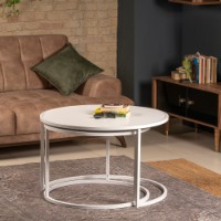 Set de măsuțe de cafea Hanah Home Tambur White imaginea #4 — magazin online Desire.md