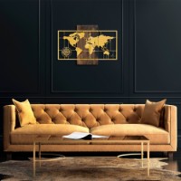 Panou decorativ Wallity World Map Wıth Compass Gold