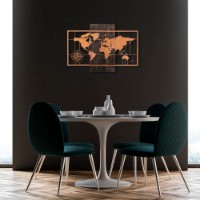 Panou decorativ Wallity World Map Wıth Compass Copper