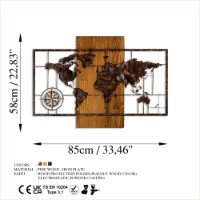 Panou decorativ Wallity World Map With Compass 5 imaginea #8 — magazin online Desire.md