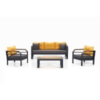 Набор садовой мебели Hanah Home Assento 3+1+1+S Yellow Black Grey