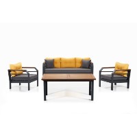 Набор садовой мебели Hanah Home Assento 3+1+1+M Yellow Grey Black