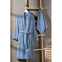 Set halat si prosop de baie L'Essentiel Carla Indigo s.L/XL