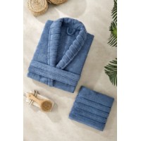 Set halat si prosop de baie L'Essentiel Carla Indigo s.L/XL imaginea #2 — magazin online Desire.md