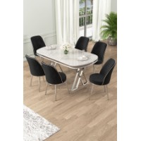 Set mobilă pentru bucătărie Hanah Home Lai White Chrome Black