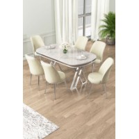 Комплект для столовой Hanah Home Lai White Chrome Cream
