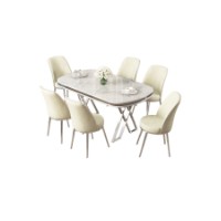 Комплект для столовой Hanah Home Lai White Chrome Cream фото №2 — интернет-магазин Desire.md