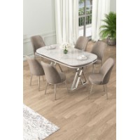 Комплект для столовой Hanah Home Lai White Chrome Cappuccino