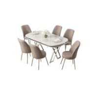 Комплект для столовой Hanah Home Lai White Chrome Cappuccino фото №2 — интернет-магазин Desire.md