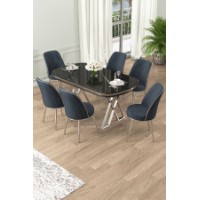 Set mobilă pentru bucătărie Hanah Home Lai Black Marble Chrome Anthracite