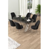 Комплект для столовой Hanah Home Lai Black Marble Chrome Black