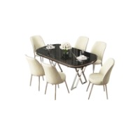 Комплект для столовой Hanah Home Lai Black Marble Chrome Cream фото №2 — интернет-магазин Desire.md