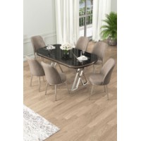 Комплект для столовой Hanah Home Lai Black Marble Chrome Cappuccino