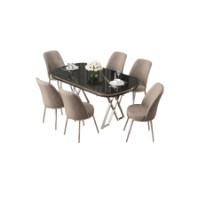 Комплект для столовой Hanah Home Lai Black Marble Chrome Cappuccino фото №2 — интернет-магазин Desire.md