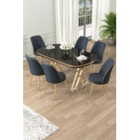 Комплект для столовой Hanah Home Lai Black Marble Gold Anthracite