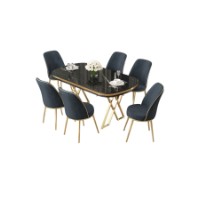 Комплект для столовой Hanah Home Lai Black Marble Gold Anthracite фото №2 — интернет-магазин Desire.md