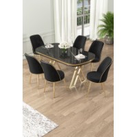 Комплект для столовой Hanah Home Lai Black Marble Gold Black