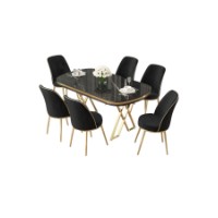 Комплект для столовой Hanah Home Lai Black Marble Gold Black фото №2 — интернет-магазин Desire.md