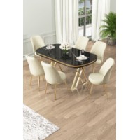 Комплект для столовой Hanah Home Lai Black Marble Gold Cream
