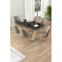 Комплект для столовой Hanah Home Lai Black Marble Gold Cappuccino