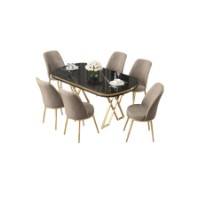 Комплект для столовой Hanah Home Lai Black Marble Gold Cappuccino фото №2 — интернет-магазин Desire.md