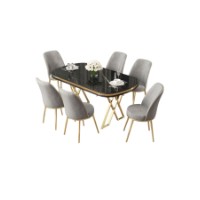 Комплект для столовой Hanah Home Lai Black Marble Gold Grey фото №2 — интернет-магазин Desire.md